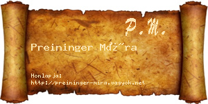 Preininger Míra névjegykártya